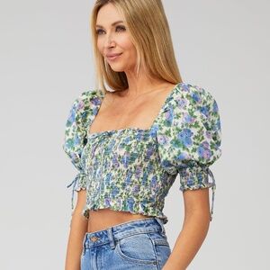 FOR LOVE & LEMONS Bridget Top Wisteria Floral